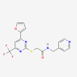 molecular formula C17H13F3N4O2S B11583655 2-{[4-(furan-2-yl)-6-(trifluoromethyl)pyrimidin-2-yl]sulfanyl}-N-(pyridin-4-ylmethyl)acetamide 