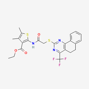 Ethyl 4,5-dimethyl-2-[({[4-(trifluoromethyl)-5,6-dihydrobenzo[h]quinazolin-2-yl]sulfanyl}acetyl)amino]thiophene-3-carboxylate