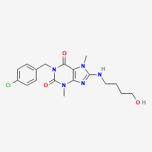 molecular formula C18H22ClN5O3 B11583679 1-(4-chlorobenzyl)-8-[(4-hydroxybutyl)amino]-3,7-dimethyl-3,7-dihydro-1H-purine-2,6-dione 