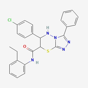 molecular formula C25H22ClN5OS B11583693 6-(4-chlorophenyl)-N-(2-ethylphenyl)-3-phenyl-6,7-dihydro-5H-[1,2,4]triazolo[3,4-b][1,3,4]thiadiazine-7-carboxamide 