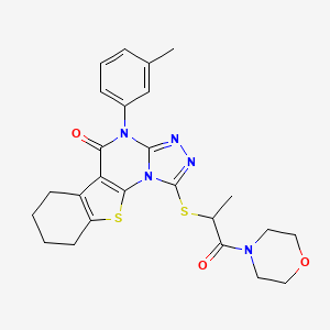 4-(3-methylphenyl)-1-{[1-(morpholin-4-yl)-1-oxopropan-2-yl]sulfanyl}-6,7,8,9-tetrahydro[1]benzothieno[3,2-e][1,2,4]triazolo[4,3-a]pyrimidin-5(4H)-one