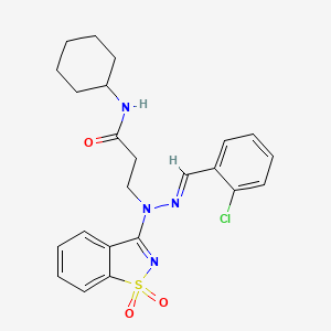 3-[(2E)-2-(2-chlorobenzylidene)-1-(1,1-dioxido-1,2-benzisothiazol-3-yl)hydrazino]-N-cyclohexylpropanamide