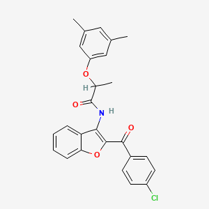 molecular formula C26H22ClNO4 B11583925 N-[2-(4-chlorobenzoyl)-1-benzofuran-3-yl]-2-(3,5-dimethylphenoxy)propanamide 