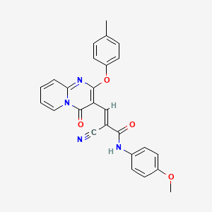 molecular formula C26H20N4O4 B11583948 (2E)-2-cyano-N-(4-methoxyphenyl)-3-[2-(4-methylphenoxy)-4-oxo-4H-pyrido[1,2-a]pyrimidin-3-yl]prop-2-enamide 