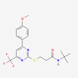 N-tert-butyl-3-{[4-(4-methoxyphenyl)-6-(trifluoromethyl)pyrimidin-2-yl]sulfanyl}propanamide