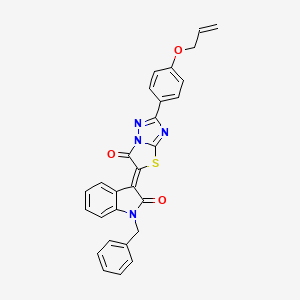 (3Z)-1-benzyl-3-{6-oxo-2-[4-(prop-2-en-1-yloxy)phenyl][1,3]thiazolo[3,2-b][1,2,4]triazol-5(6H)-ylidene}-1,3-dihydro-2H-indol-2-one