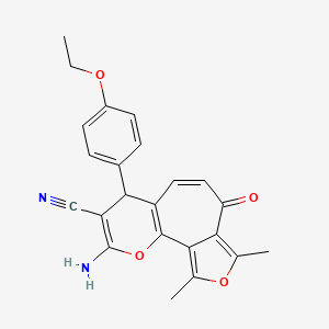 13-amino-11-(4-ethoxyphenyl)-3,5-dimethyl-7-oxo-4,14-dioxatricyclo[8.4.0.02,6]tetradeca-1(10),2,5,8,12-pentaene-12-carbonitrile