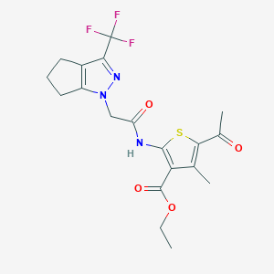 ethyl 5-acetyl-4-methyl-2-({[3-(trifluoromethyl)-5,6-dihydrocyclopenta[c]pyrazol-1(4H)-yl]acetyl}amino)thiophene-3-carboxylate