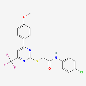 molecular formula C20H15ClF3N3O2S B11584044 N-(4-chlorophenyl)-2-{[4-(4-methoxyphenyl)-6-(trifluoromethyl)pyrimidin-2-yl]sulfanyl}acetamide 