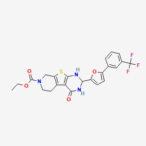 ethyl 3-oxo-5-[5-[3-(trifluoromethyl)phenyl]furan-2-yl]-8-thia-4,6,11-triazatricyclo[7.4.0.02,7]trideca-1(9),2(7)-diene-11-carboxylate