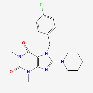 molecular formula C19H22ClN5O2 B11584093 7-[(4-chlorophenyl)methyl]-1,3-dimethyl-8-(piperidin-1-yl)-2,3,6,7-tetrahydro-1H-purine-2,6-dione 