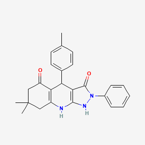 molecular formula C25H25N3O2 B11584104 3-hydroxy-7,7-dimethyl-4-(4-methylphenyl)-2-phenyl-2,4,6,7,8,9-hexahydro-5H-pyrazolo[3,4-b]quinolin-5-one 