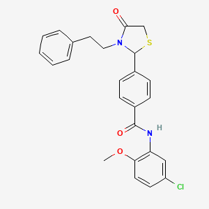 N-(5-chloro-2-methoxyphenyl)-4-[4-oxo-3-(2-phenylethyl)-1,3-thiazolidin-2-yl]benzamide