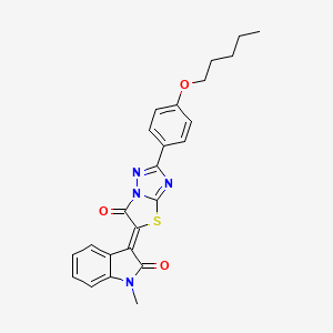 (3Z)-1-methyl-3-{6-oxo-2-[4-(pentyloxy)phenyl][1,3]thiazolo[3,2-b][1,2,4]triazol-5(6H)-ylidene}-1,3-dihydro-2H-indol-2-one