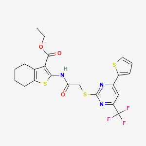 Ethyl 2-[({[4-(thiophen-2-yl)-6-(trifluoromethyl)pyrimidin-2-yl]sulfanyl}acetyl)amino]-4,5,6,7-tetrahydro-1-benzothiophene-3-carboxylate