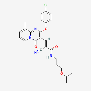 (2E)-3-[2-(4-chlorophenoxy)-9-methyl-4-oxo-4H-pyrido[1,2-a]pyrimidin-3-yl]-2-cyano-N-[3-(propan-2-yloxy)propyl]prop-2-enamide