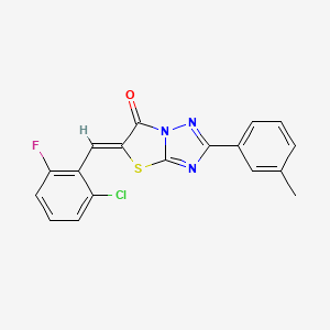 molecular formula C18H11ClFN3OS B11584227 (5Z)-5-(2-chloro-6-fluorobenzylidene)-2-(3-methylphenyl)[1,3]thiazolo[3,2-b][1,2,4]triazol-6(5H)-one 