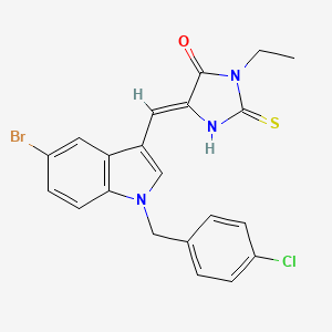 (5Z)-5-{[5-bromo-1-(4-chlorobenzyl)-1H-indol-3-yl]methylidene}-3-ethyl-2-thioxoimidazolidin-4-one