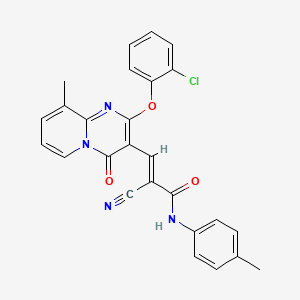 molecular formula C26H19ClN4O3 B11584267 (2E)-3-[2-(2-chlorophenoxy)-9-methyl-4-oxo-4H-pyrido[1,2-a]pyrimidin-3-yl]-2-cyano-N-(4-methylphenyl)prop-2-enamide 