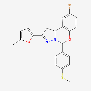 molecular formula C22H19BrN2O2S B11584271 9-Bromo-2-(5-methylfuran-2-yl)-5-[4-(methylsulfanyl)phenyl]-1,10b-dihydropyrazolo[1,5-c][1,3]benzoxazine 