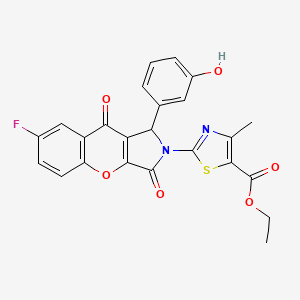 molecular formula C24H17FN2O6S B11584275 ethyl 2-[7-fluoro-1-(3-hydroxyphenyl)-3,9-dioxo-3,9-dihydrochromeno[2,3-c]pyrrol-2(1H)-yl]-4-methyl-1,3-thiazole-5-carboxylate 