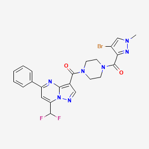 molecular formula C23H20BrF2N7O2 B11584315 (4-bromo-1-methyl-1H-pyrazol-3-yl)(4-{[7-(difluoromethyl)-5-phenylpyrazolo[1,5-a]pyrimidin-3-yl]carbonyl}piperazin-1-yl)methanone 