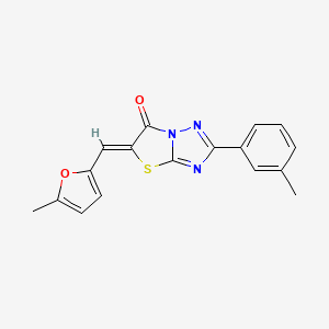 molecular formula C17H13N3O2S B11584330 (5Z)-5-[(5-methyl-2-furyl)methylene]-2-(3-methylphenyl)[1,3]thiazolo[3,2-b][1,2,4]triazol-6(5H)-one 