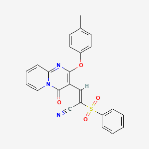 molecular formula C24H17N3O4S B11584344 (2E)-3-[2-(4-methylphenoxy)-4-oxo-4H-pyrido[1,2-a]pyrimidin-3-yl]-2-(phenylsulfonyl)prop-2-enenitrile 