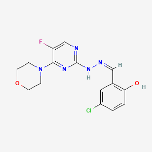 molecular formula C15H15ClFN5O2 B11584382 4-chloro-2-[(Z)-{2-[5-fluoro-4-(morpholin-4-yl)pyrimidin-2-yl]hydrazinylidene}methyl]phenol 