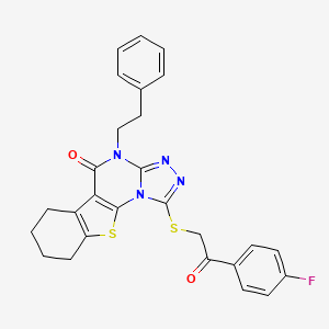 1-{[2-(4-Fluorophenyl)-2-oxoethyl]sulfanyl}-4-phenethyl-6,7,8,9-tetrahydro[1]benzothieno[3,2-E][1,2,4]triazolo[4,3-A]pyrimidin-5(4H)-one