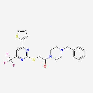 1-(4-Benzylpiperazin-1-yl)-2-{[4-(thiophen-2-yl)-6-(trifluoromethyl)pyrimidin-2-yl]sulfanyl}ethanone