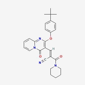 molecular formula C27H28N4O3 B11584423 (2E)-3-[2-(4-tert-butylphenoxy)-4-oxo-4H-pyrido[1,2-a]pyrimidin-3-yl]-2-(piperidin-1-ylcarbonyl)prop-2-enenitrile 