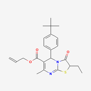 molecular formula C23H28N2O3S B11584446 prop-2-en-1-yl 5-(4-tert-butylphenyl)-2-ethyl-7-methyl-3-oxo-2,3-dihydro-5H-[1,3]thiazolo[3,2-a]pyrimidine-6-carboxylate 