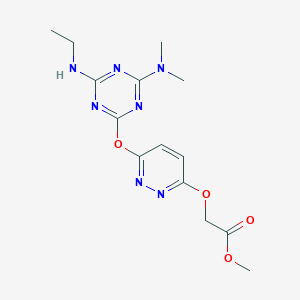 molecular formula C14H19N7O4 B11584458 Methyl [(6-{[4-(dimethylamino)-6-(ethylamino)-1,3,5-triazin-2-yl]oxy}pyridazin-3-yl)oxy]acetate 