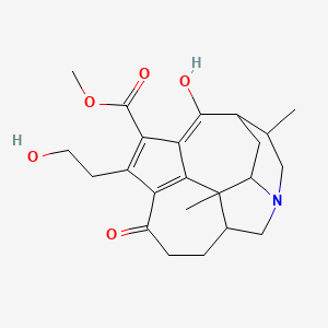 molecular formula C23H29NO5 B1158447 18-羟基-11-(2-羟基乙基)-2,15-二甲基-9-氧代-4-氮杂五环[11.4.1.04,16.06,15.010,14]十八烷-10(14),11,13(18)-三烯-12-甲酸甲酯 CAS No. 385384-29-2