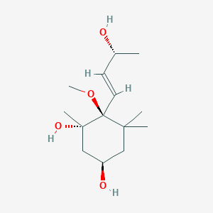 molecular formula C14H26O4 B1158448 (1S,3R,6S)-6-[(E,3R)-3-hydroxybut-1-enyl]-6-methoxy-1,5,5-trimethylcyclohexane-1,3-diol CAS No. 956869-95-7