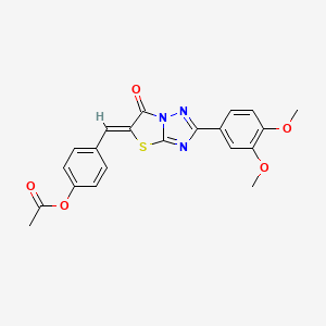 molecular formula C21H17N3O5S B11584494 4-{(Z)-[2-(3,4-dimethoxyphenyl)-6-oxo[1,3]thiazolo[3,2-b][1,2,4]triazol-5(6H)-ylidene]methyl}phenyl acetate 