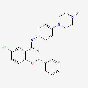 (E)-N-(6-chloro-2-phenyl-4H-chromen-4-ylidene)-4-(4-methylpiperazin-1-yl)aniline