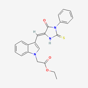 molecular formula C22H19N3O3S B11584544 ethyl {3-[(Z)-(5-oxo-1-phenyl-2-thioxoimidazolidin-4-ylidene)methyl]-1H-indol-1-yl}acetate 