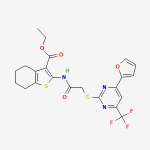 Ethyl 2-[({[4-(furan-2-yl)-6-(trifluoromethyl)pyrimidin-2-yl]sulfanyl}acetyl)amino]-4,5,6,7-tetrahydro-1-benzothiophene-3-carboxylate