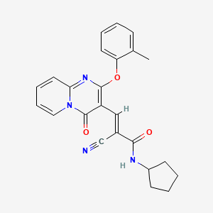 molecular formula C24H22N4O3 B11584577 (2E)-2-cyano-N-cyclopentyl-3-[2-(2-methylphenoxy)-4-oxo-4H-pyrido[1,2-a]pyrimidin-3-yl]prop-2-enamide 