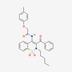 molecular formula C29H30N2O5S B11584582 N-(3-benzoyl-1,1-dioxido-2-pentyl-2H-1,2-benzothiazin-4-yl)-2-(4-methylphenoxy)acetamide 