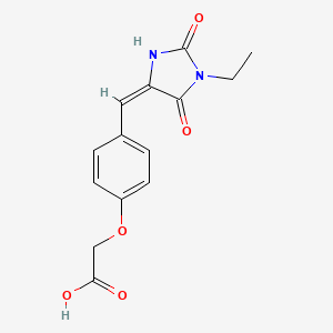 {4-[(E)-(1-ethyl-2,5-dioxoimidazolidin-4-ylidene)methyl]phenoxy}acetic acid