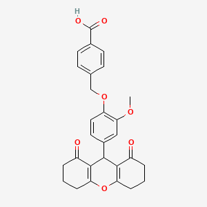 molecular formula C28H26O7 B11584631 4-{[4-(1,8-dioxo-2,3,4,5,6,7,8,9-octahydro-1H-xanthen-9-yl)-2-methoxyphenoxy]methyl}benzoic acid 