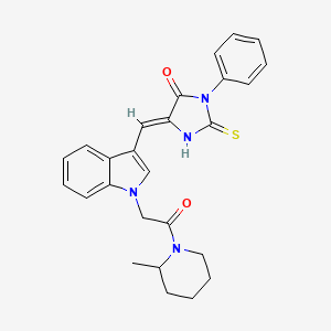 molecular formula C26H26N4O2S B11584642 (5Z)-5-({1-[2-(2-methylpiperidin-1-yl)-2-oxoethyl]-1H-indol-3-yl}methylidene)-3-phenyl-2-thioxoimidazolidin-4-one 