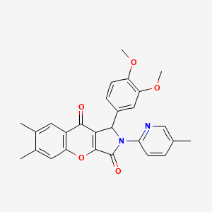 molecular formula C27H24N2O5 B11584671 1-(3,4-Dimethoxyphenyl)-6,7-dimethyl-2-(5-methylpyridin-2-yl)-1,2-dihydrochromeno[2,3-c]pyrrole-3,9-dione 