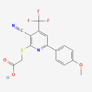 molecular formula C16H11F3N2O3S B11584685 2-[3-Cyano-6-(4-methoxyphenyl)-4-(trifluoromethyl)pyridin-2-yl]sulfanylacetic acid CAS No. 616212-73-8