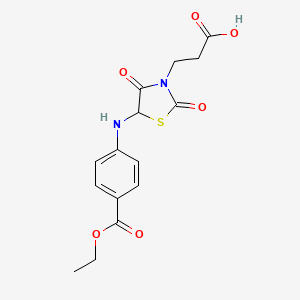 molecular formula C15H16N2O6S B11584738 3-(5-{[4-(Ethoxycarbonyl)phenyl]amino}-2,4-dioxo-1,3-thiazolidin-3-yl)propanoic acid 