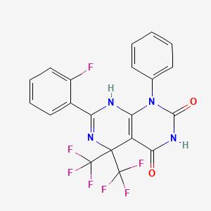 molecular formula C20H11F7N4O2 B11584773 7-(2-fluorophenyl)-4-hydroxy-1-phenyl-5,5-bis(trifluoromethyl)-5,8-dihydropyrimido[4,5-d]pyrimidin-2(1H)-one 