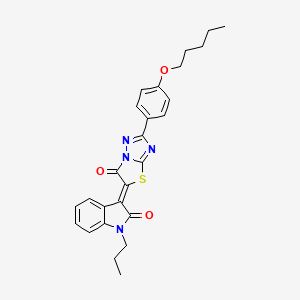 (3Z)-3-{6-oxo-2-[4-(pentyloxy)phenyl][1,3]thiazolo[3,2-b][1,2,4]triazol-5(6H)-ylidene}-1-propyl-1,3-dihydro-2H-indol-2-one